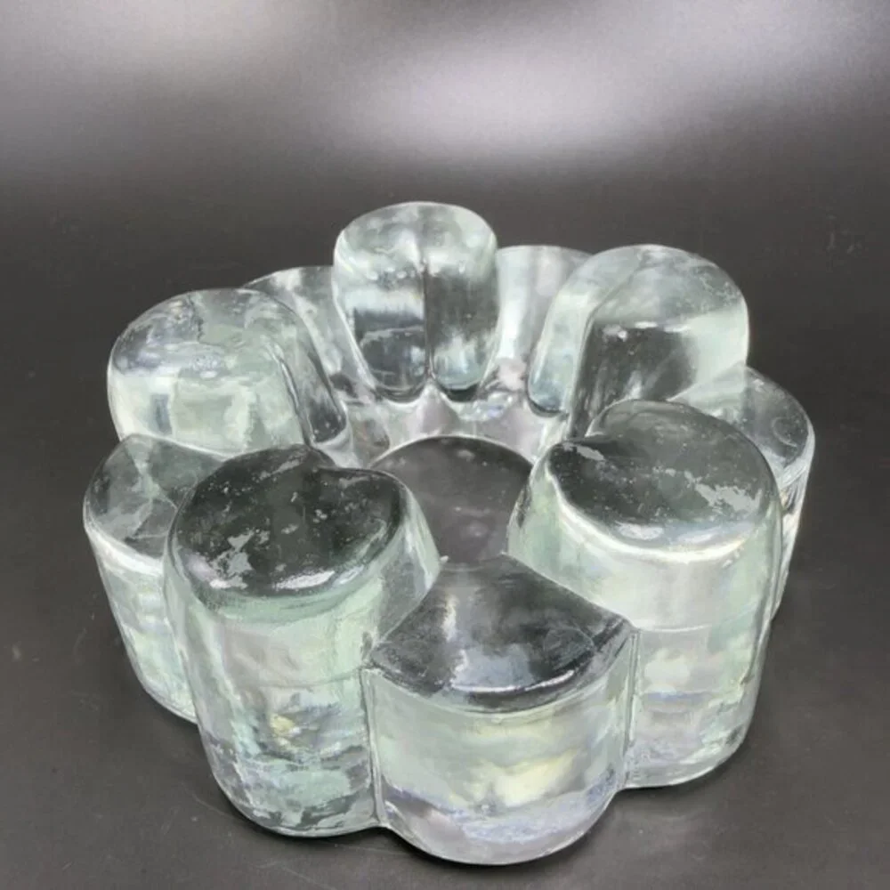 Glas Kunstvoll Gestaltet Heart Design Clear Candle Holder Votive‎ Heavy Germany